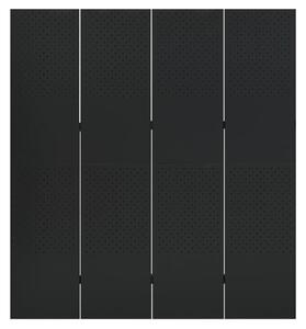 Rumsavdelare 4 paneler svart 160x180 cm stål
