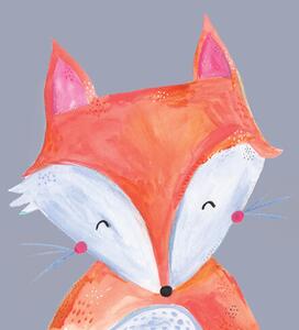 Illustration Woodland fox on grey, Laura Irwin