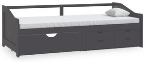 Dagbädd 3-sits med lådor grå massiv furu 90x200 cm