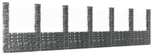 U-formad Gabionkorg med 7 stolpar järn 740x20x200 cm