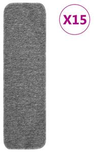 Trappstegsmattor 15 st 75x20 cm grå rektangulär