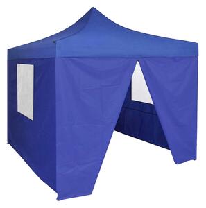 Blått hopfällbart tält 3x3 m med 4 väggar - Blå