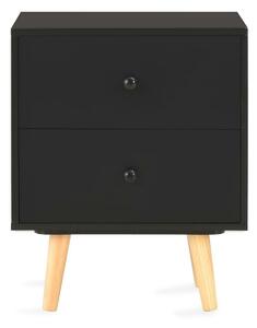Sängbord 2 st svart 40x30x50 cm massiv furu - Svart