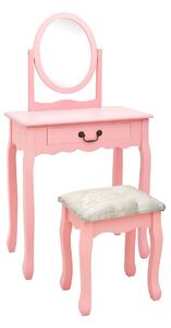 Sminkbord med pall rosa 65x36x128 cm kejsarträ MDF - Rosa
