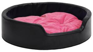 Hundbädd svart och rosa 69x59x19 cm plysch och konstläder