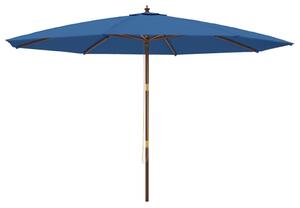 Parasoll med trästång 400x273 cm azurblå
