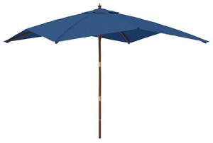 Parasoll med trästång 300x300x273 cm azurblå