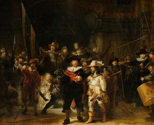 Rembrandt Harmensz. van Rijn - Konsttryck The Nightwatch, 1642, (40 x 35 cm)