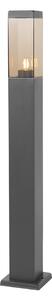 Modern utomhuslyktstolpe mörkgrå med rök 80 cm - Malios