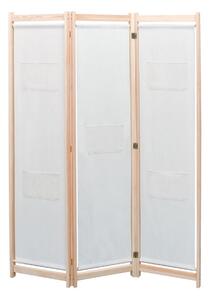 Rumsavdelare 3 paneler gräddvit 120x170x4 cm tyg - Vit