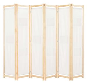 Rumsavdelare 6 paneler 240x170x4 cm gräddvit tyg - Vit
