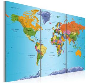 Tavla World Map Colourful Note 120x80 - Artgeist sp. z o. o