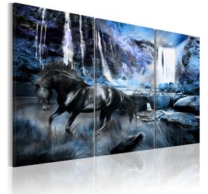 Tavla Waterfall in colour of sapphire 90x60 - Artgeist sp. z o. o