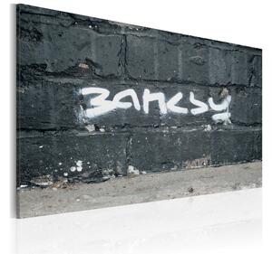 Tavla Banksy Signature 60X40 Grå Street art - Artgeist sp. z o. o