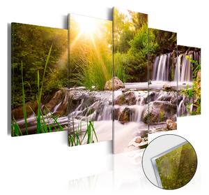 Tavla På Akryl Forest Waterfall 200x100 - Artgeist sp. z o. o