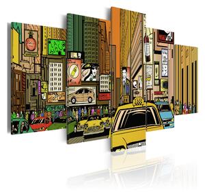 Tavla The Streets Of New York City In Cartoons 100x50 - Artgeist sp. z o. o