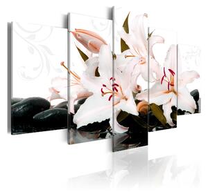 Tavla Zen Stones And Lilies 100x50 - Artgeist sp. z o. o