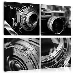 Tavla Vintage Cameras 40X40 Vit\|Svart - Artgeist sp. z o. o