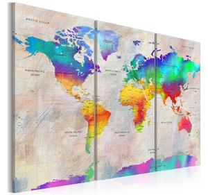 Tavla World Map Rainbow Gradient 120x80 - Artgeist sp. z o. o