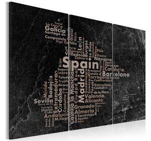 Tavla Text Map Of Spain On The Blackboard Triptych 120x80 - Artgeist sp. z o. o