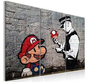Tavla Super Mario Mushroom Cop By Banksy 90x60 - Artgeist sp. z o. o