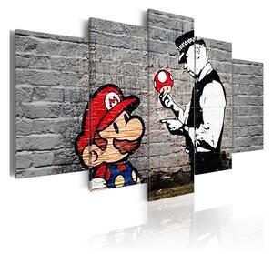 Tavla Super Mario Mushroom Cop Banksy 100x50 - Artgeist sp. z o. o