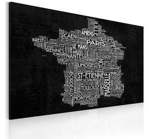 Tavla Text Map Of France On The Blackboard 90x60 - Artgeist sp. z o. o