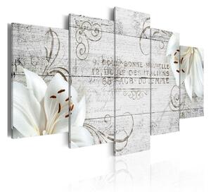 Tavla White Lilies On Wood 100x50 - Artgeist sp. z o. o
