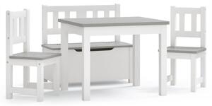 Barnbord och stolar 4 delar vit och grå MDF