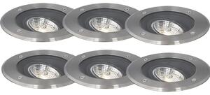 Set med 6 moderna utomhus markspotlights i stål AR70 justerbara IP65 - Delux