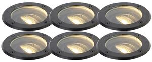 Set med 6 svarta justerbara utomhusmarkspots IP65 - Delux