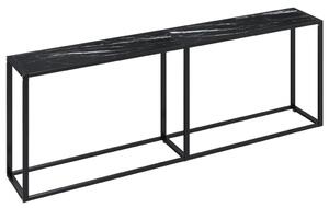 Konsolbord svart marmor 220x35x75,5 cm härdat glas