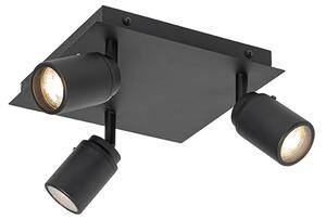 Modern spot black square 3-light IP44 - Ducha