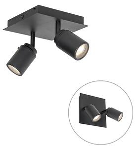 Modern badrumsspot svart fyrkantig 2-ljus IP44 - Ducha