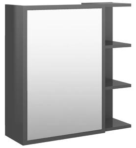 Spegelskåp för badrum grå högglans 62,5x20,5x64 cm spånskiva