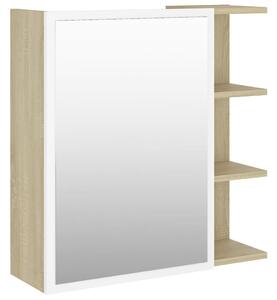 Spegelskåp vit och sonoma-ek 62,5x20,5x64 cm konstruerat trä