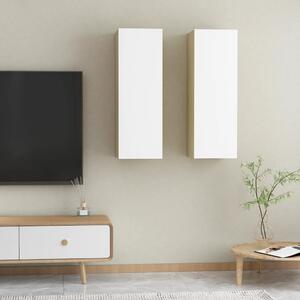 TV-skåp 2 st vit och sonoma-ek 30,5x30x90 cm konstruerat trä