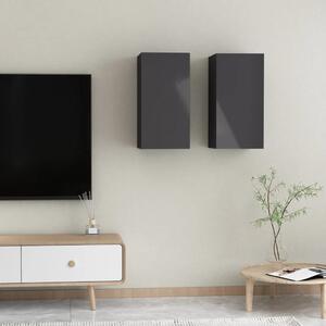 TV-skåp 2 st grå högglans 30,5x30x60 cm konstruerat trä