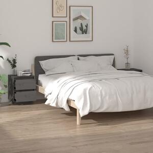 Sängbord 2 st grå 40x35x50 cm massiv furu