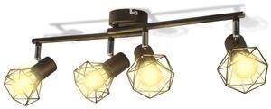 Taklampa industri-design spotlights med 4 LED-glödlampor svart