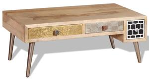 Soffbord med lådor massivt mangoträ 105x55x41 cm