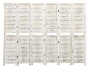 Rumsavdelare 6 paneler antikvit 215x166 cm massivt trä - Vit