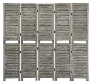Rumsavdelare 5 paneler grå 179x166 cm massivt trä - Grå