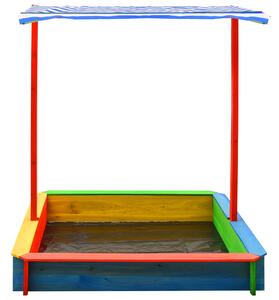 Sandlåda med justerbart tak granträ flerfärgad UV50