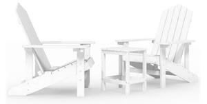Däckstolar för trädgården med bord HDPE vit - Vit