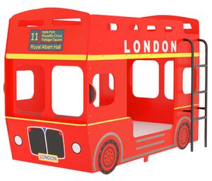 Våningssäng London Bus röd MDF 90x200 cm
