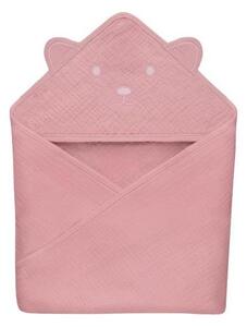 Lionelo - Barnhandduk med huva MUSLIN HOODED TOWEL Rosa