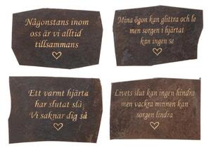 Sten skiffer med text