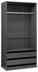 Garderob högglans grå 100x50x200 cm konstruerat trä