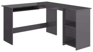 Skrivbord L-format grå högglans 120x140x75 cm konstruerat trä